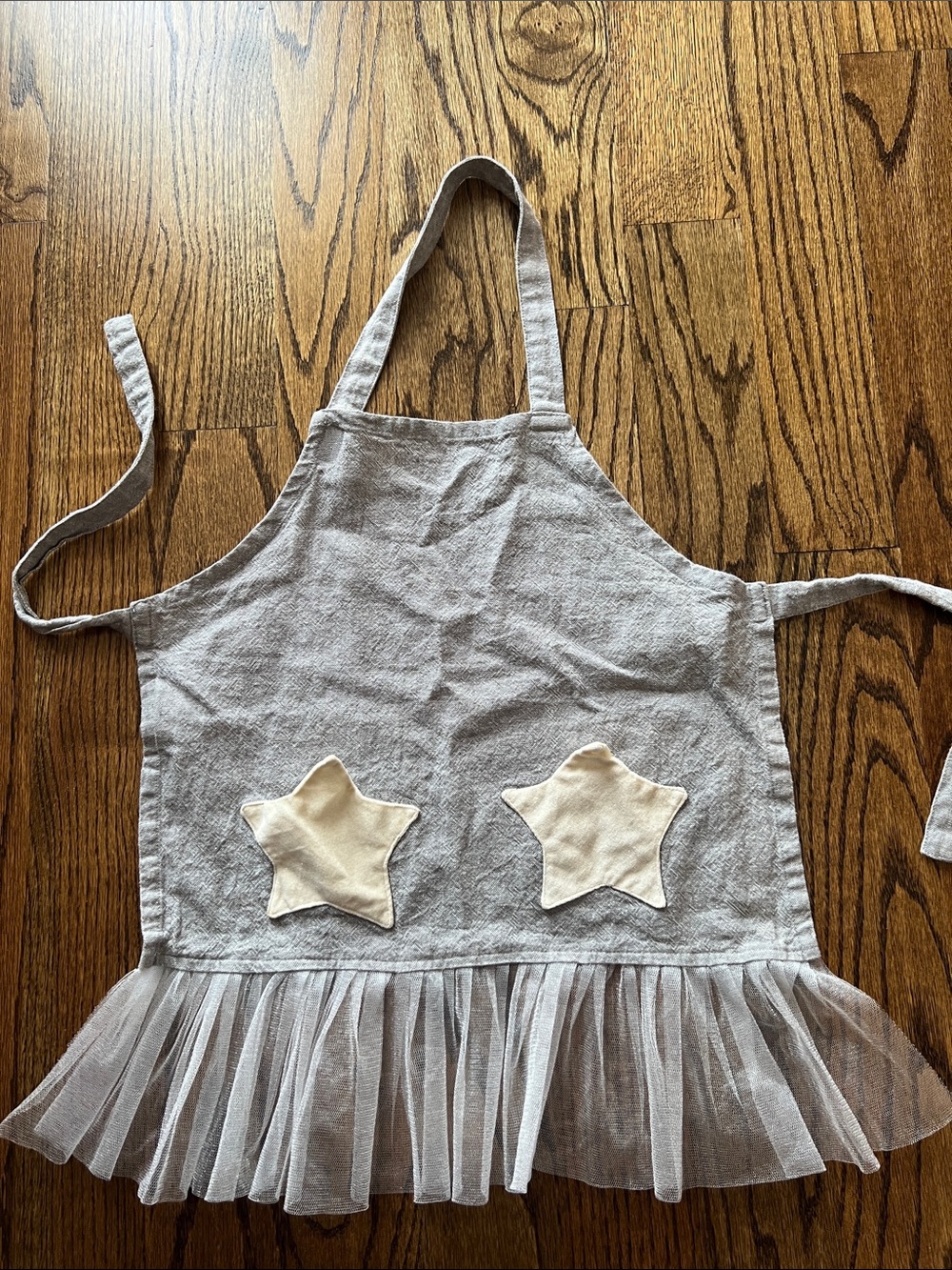Pottery Barn Kids Gray Apron with Cream Star Pockets